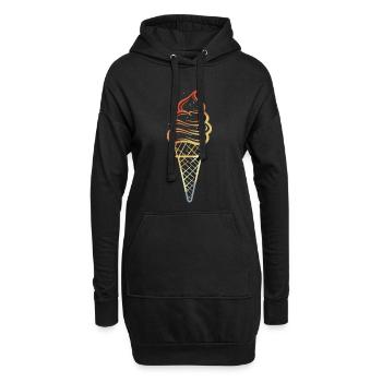 Eiswaffel Skizze Retro Style - Hoodie-Kleid - Schwarz - Vorne