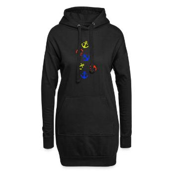 Anker Bunt - Hoodie-Kleid - Schwarz - Vorne