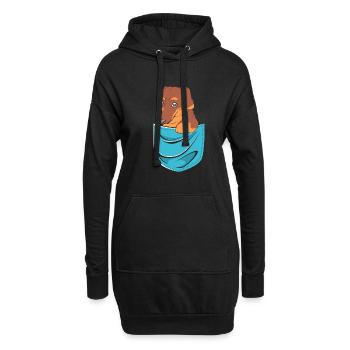 Dackel - Hoodie-Kleid - Schwarz - Vorne