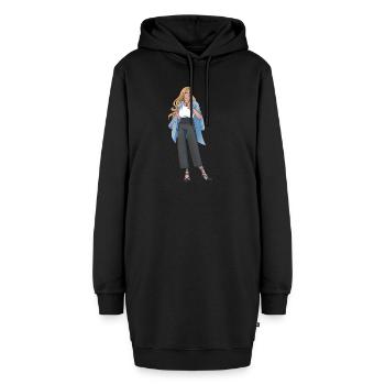 Nina - Hoodie-Kleid - Schwarz - Vorne - AI Model Female 172 light (172cm)