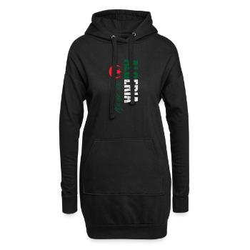 Hergestellt in Algerien, vertikales Design - Hoodie-Kleid - Schwarz - Vorne