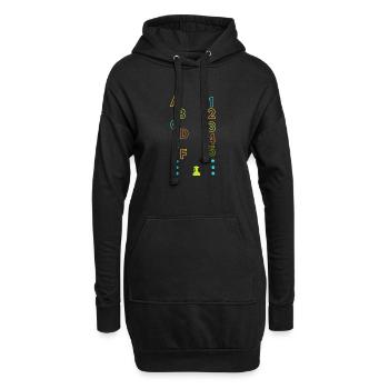 A B C D E F, 1 2 3 4 5, alphabet et numéro - Sweat-shirt à capuche long Femme - noir - Devant