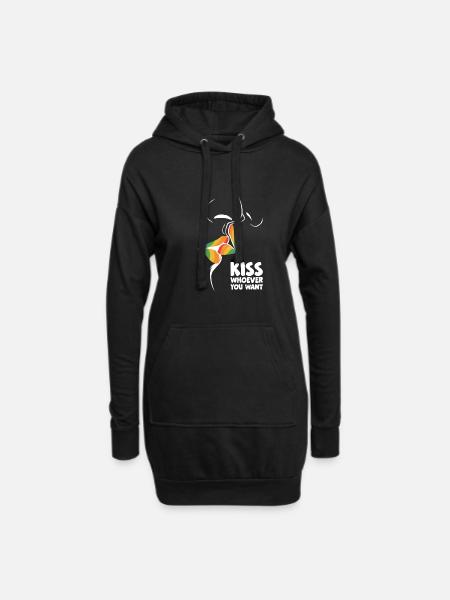 Kiss Whoever You Want Lesbian Pansexual Diversity - Hoodie-Kleid - Schwarz