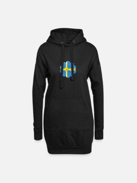 Sweden Dandelion Blossoms Sweden Flag - Hoodie Dress - black