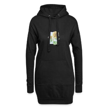 Fleur de tournesol - dessin - Sweat-shirt à capuche long Femme - noir - Devant