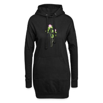 Zarter Wiesen-Klee mit rosa Blüten Illustration - Hoodie-Kleid - Schwarz - Vorne