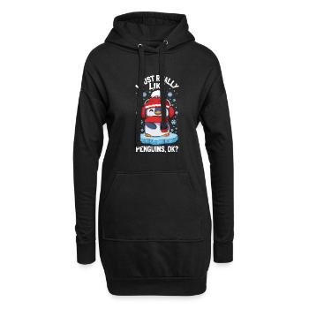 J’aime vraiment les pingouins Mignon pingouin d’hiver - Sweat-shirt à capuche long Femme - noir - Devant