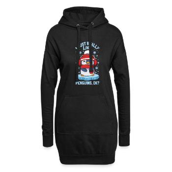 J’aime vraiment les pingouins Mignon pingouin d’hiver - Sweat-shirt à capuche long Femme - noir - Devant