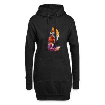 Geometrischer Fuchs Abstrakte Kunst Fuchs Tier - Hoodie-Kleid - Schwarz - Vorne
