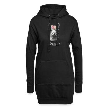 Friseur Friseurin Alpaka Damen Lama Bad hair day - Hoodie-Kleid - Schwarz - Vorne