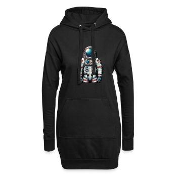 Astronaut - Hoodie-Kleid - Schwarz - Vorne
