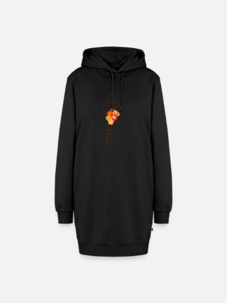 Bohemien Blumen Style - Hoodie-Kleid - Schwarz