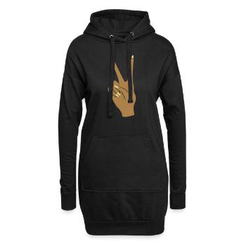 Dunkel Victory Handzeichen Peace - Hoodie-Kleid - Schwarz - Vorne