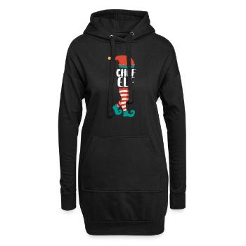 Weihnachts Elf Partnerlook Design Xmas Elfen - Hoodie-Kleid - Schwarz - Vorne