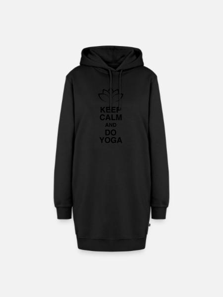 Ruhe bewahren und Yoga machen - Hoodie-Kleid - Schwarz