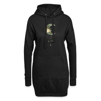 Lune élégante et noble avec des fleurs - Sweat-shirt à capuche long Femme - noir - Devant