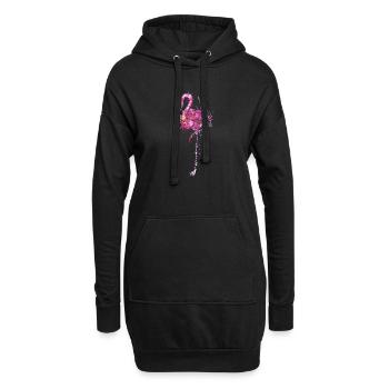 Flamingo Splash Art - Hoodie Dress - black - Front