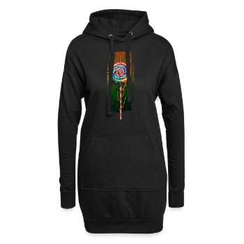 Skurriler Wirbel: Mehrfarbiges Eis am Stiel - Hoodie-Kleid - Schwarz - Vorne