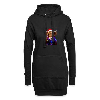 Schottische Highland-Kuh mit Weihnachtsbeleuchtung Weihnachten - Hoodie-Kleid - Schwarz - Vorne