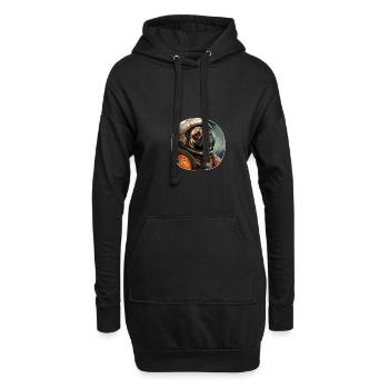 Mops Austronaut - Hoodie-Kleid - Schwarz - Vorne