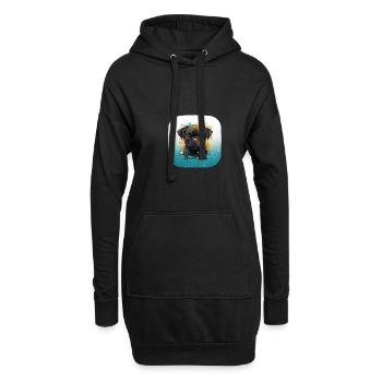 Niedlicher kleiner Mops Welpe - Hoodie-Kleid - Schwarz - Vorne