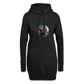Mops Kopfhörer Sonnenbrille Vintage - Hoodie-Kleid - Schwarz - Vorne