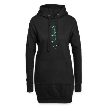 sterne, herzen, zeichnung, illustration,grün,stern - Hoodie-Kleid - Schwarz - Vorne