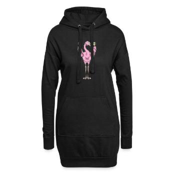Flamingo Musiker Rassel Musik - Hoodie-Kleid - Schwarz - Vorne