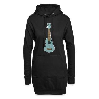 Ukulélé rétro - Sweat-shirt à capuche long Femme - noir - Devant