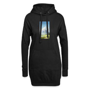 Paysage - Sweat-shirt à capuche long Femme - noir - Devant