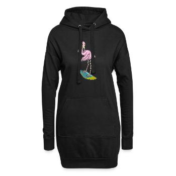 Été de surf sur planche de surf au flamant rose - Sweat-shirt à capuche long Femme - noir - Devant