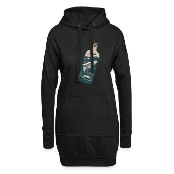 Nautisches Abenteuer Ozean Wellen und Wale - Hoodie-Kleid - Schwarz - Vorne