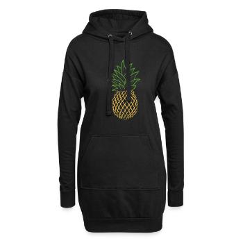 Ananas - Hoodie-Kleid - Schwarz - Vorne