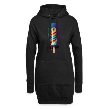 Spiral Sweetness: Regenbogen-Lutscher - Hoodie-Kleid - Schwarz - Vorne