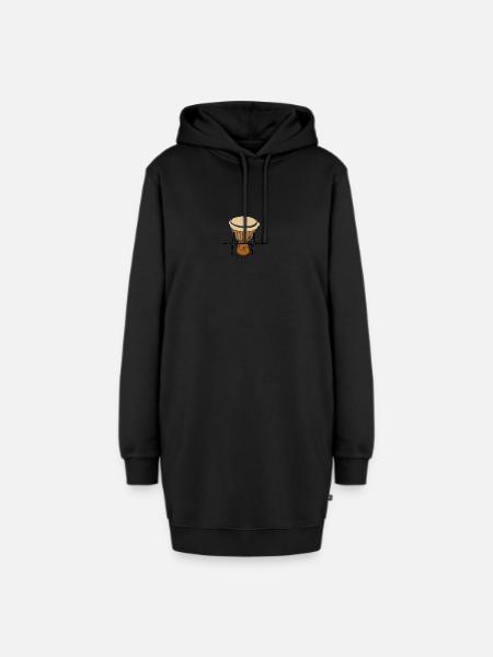 Djembe Heartbeat - Hoodie-Kleid - Schwarz