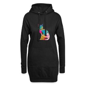 Sphynx Katzen - Hoodie-Kleid - Schwarz - Vorne