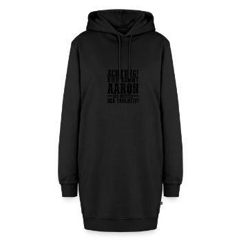 Prénom Aaron - Sweat-shirt à capuche long Femme - noir - Devant