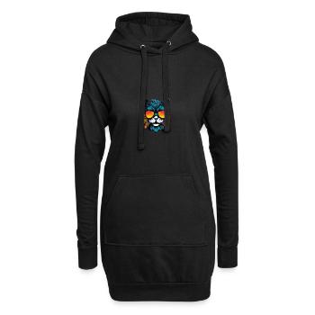 Katze Kopf Porträt Cool - Hoodie-Kleid - Schwarz - Vorne