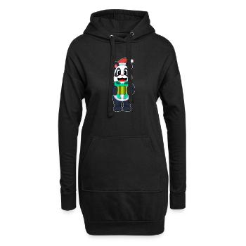 Chapeau de père Noël Panda - Sweat-shirt à capuche long Femme - noir - Devant
