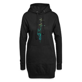 Elektrokardiogramm klettern grün / blau - Hoodie-Kleid - Schwarz - Vorne