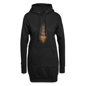 farbige Feder - Hoodie-Kleid - Schwarz - Vorne