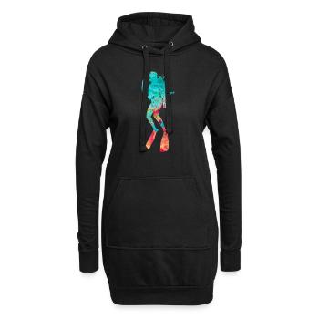 Tiefseetaucher und Taucher PopArt - Hoodie-Kleid - Schwarz - Vorne