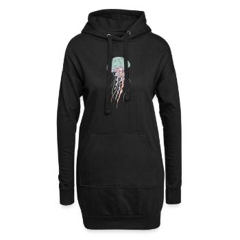 Illustration de méduse pastel - Sweat-shirt à capuche long Femme - noir - Devant