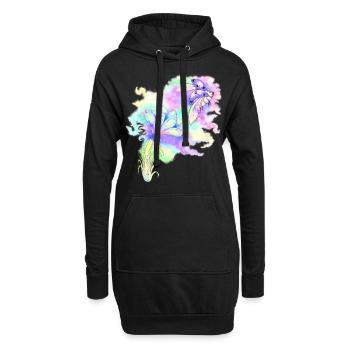 Pastell Marienkäfer Blume Design Handgezeichnet - Hoodie-Kleid - Schwarz - Vorne