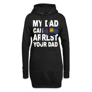 Papa policier - Sweat-shirt à capuche long Femme - noir - Devant