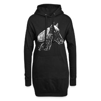 Cheval, chien et chat - Sweat-shirt à capuche long Femme - noir - Devant