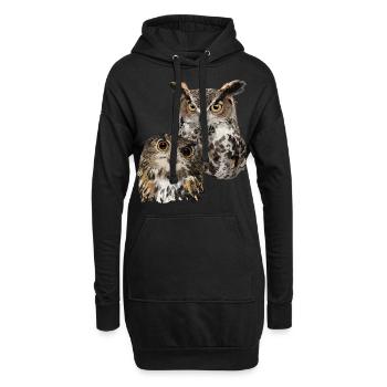 Eulen - Hoodie-Kleid - Schwarz - Vorne