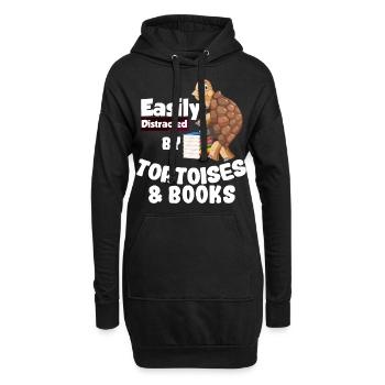 Schildkröten Bücher | Landschildkröte Geschenkidee - Hoodie-Kleid - Schwarz - Vorne