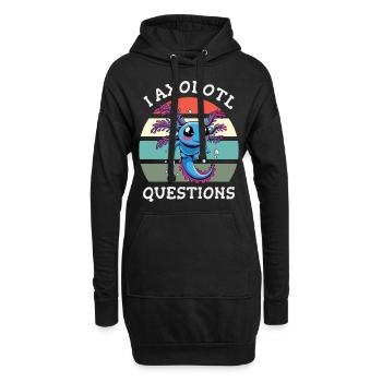 Axolotl pose beaucoup de questions - Sweat-shirt à capuche long Femme - noir - Devant