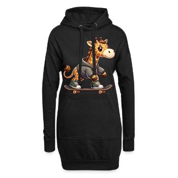 Girafe patineuse mignonne - Sweat-shirt à capuche long Femme - noir - Devant